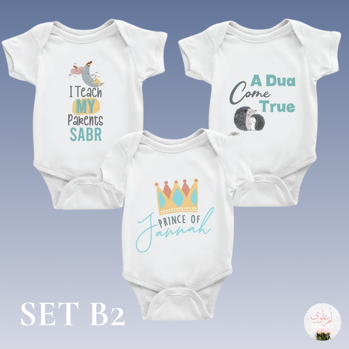 Islamic-Themed Premium Baby Boy/Girl Romper Set of 3 (100% Cotton)