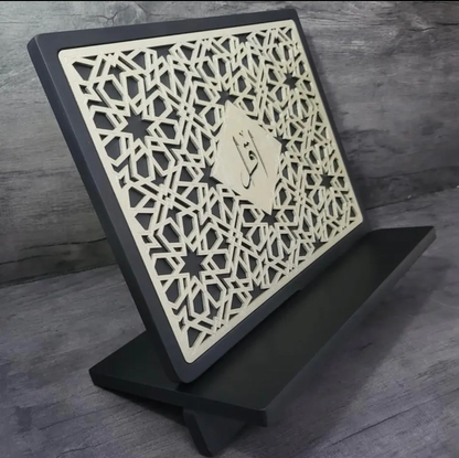 Iqra Moroccan Mosaic Laser-Cut Lap Rehal in Black/Silver