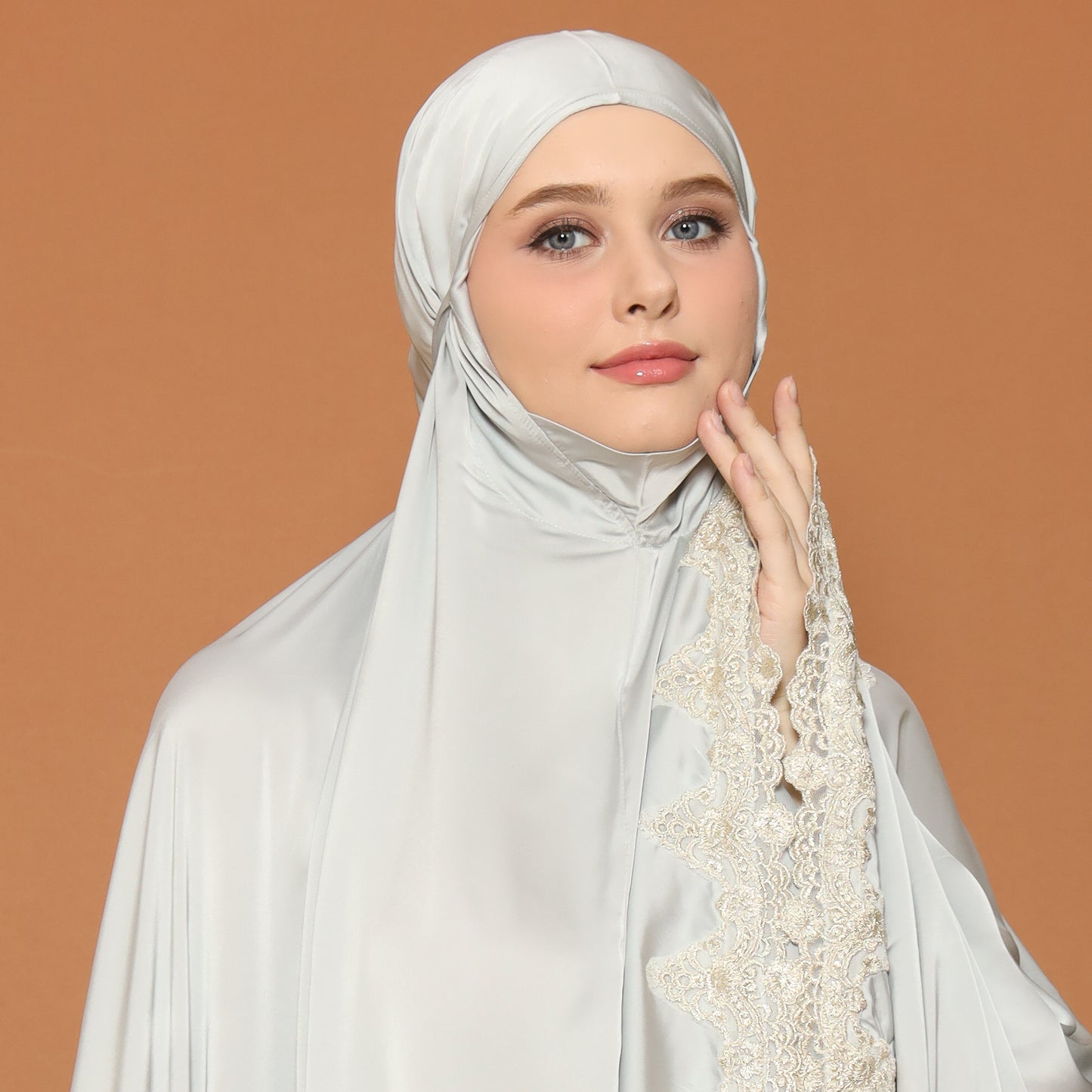 The Princess Prayer Gown (Telekung) in Silver - with Personalised Gift Box