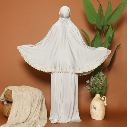 The Princess Prayer Gown (Telekung) in Silver - with Personalised Gift Box