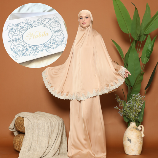 The Princess Prayer Gown (Telekung) in Gold - with Personalised Gift Box