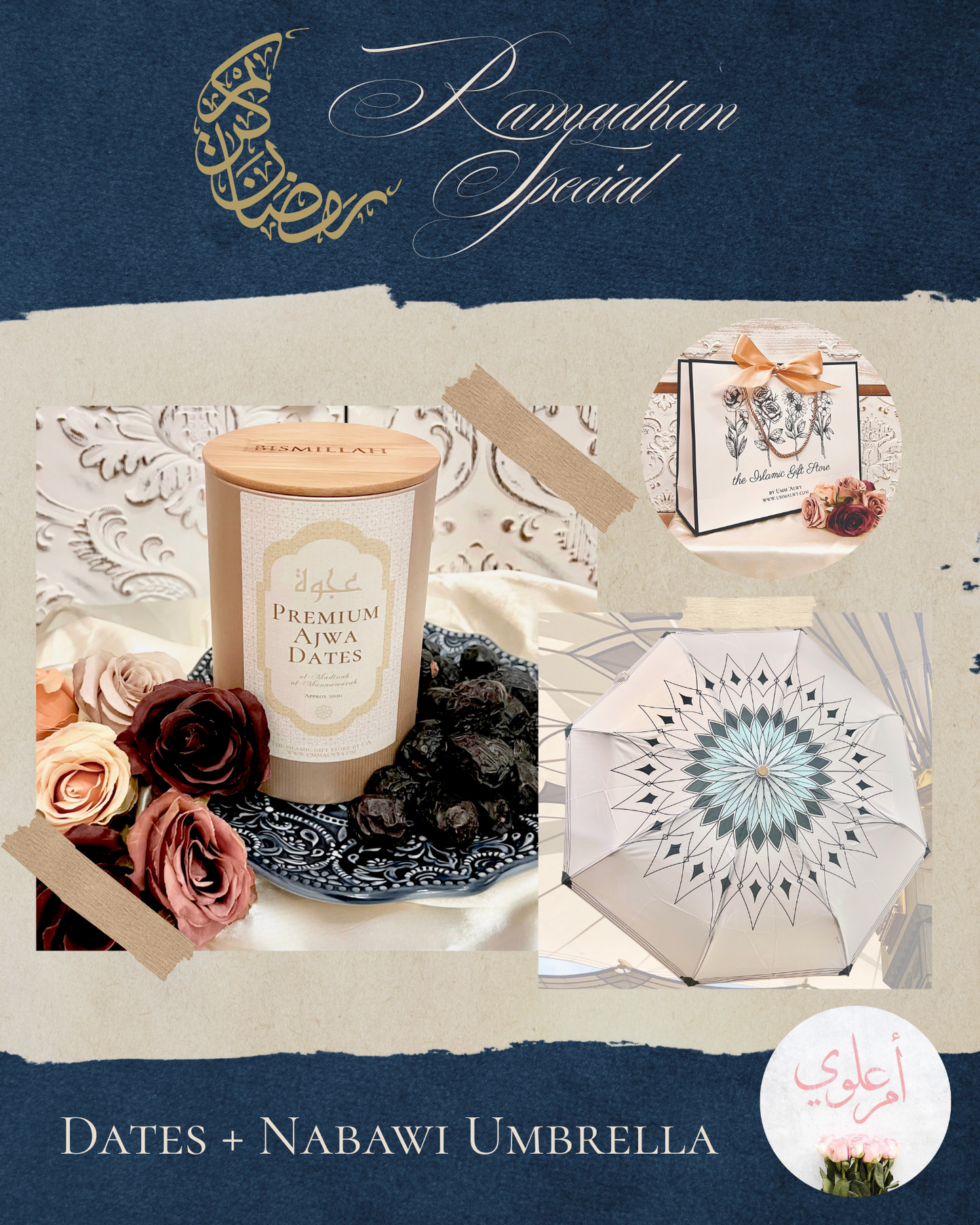 Premium Ajwa Dates & Nabawi-Inspired Umbrella - Ramadan Special Gift Set Series