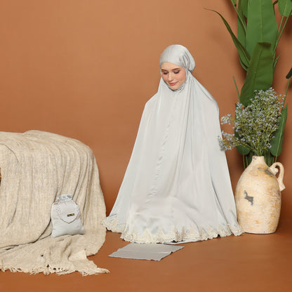 The Princess Prayer Gown (Telekung) in Silver - with Personalised Gift Box