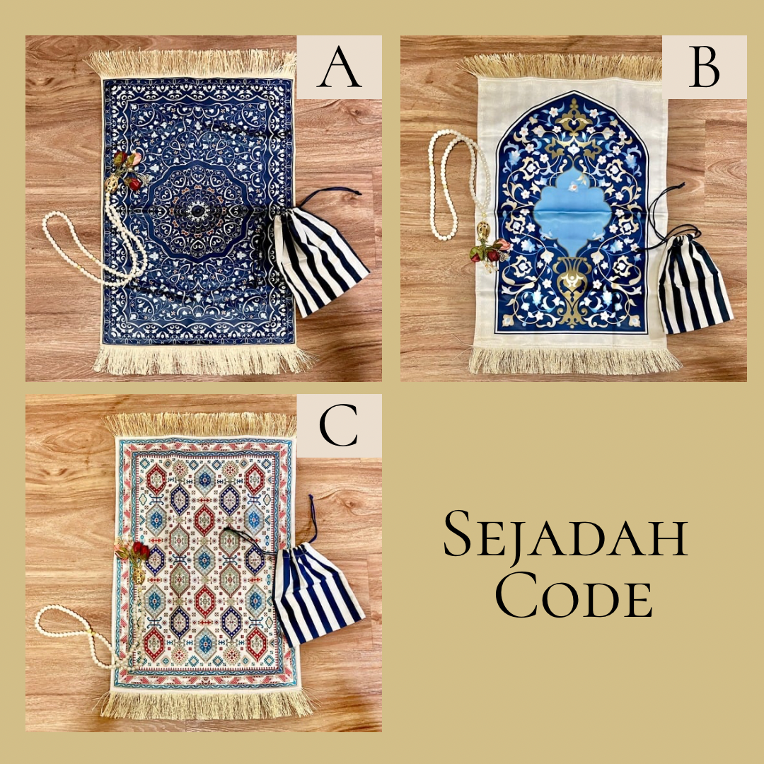 A Gift of Sacred Knowledge - Velvet Quran in Silver & Satin Prayer Mat