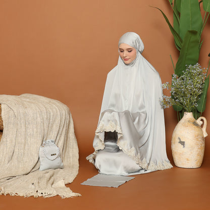 The Princess Prayer Gown (Telekung) in Silver - with Personalised Gift Box