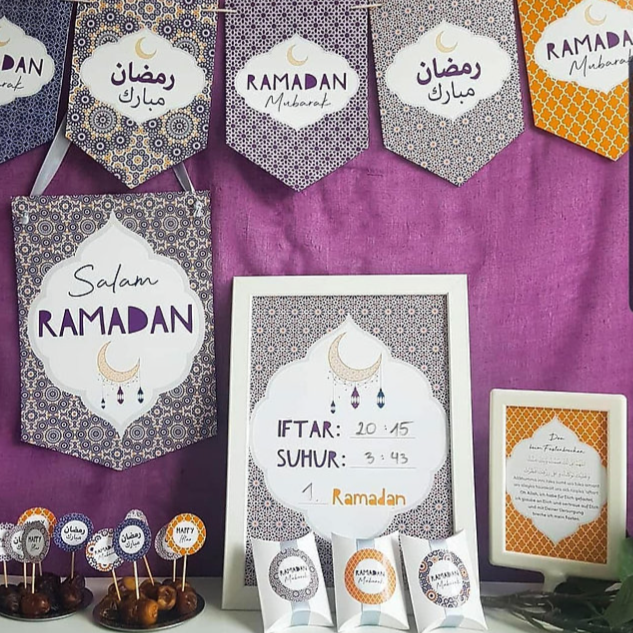 Ramadan Mubarak Moroccan Themed English-Arabic Garlands/Door Hangers